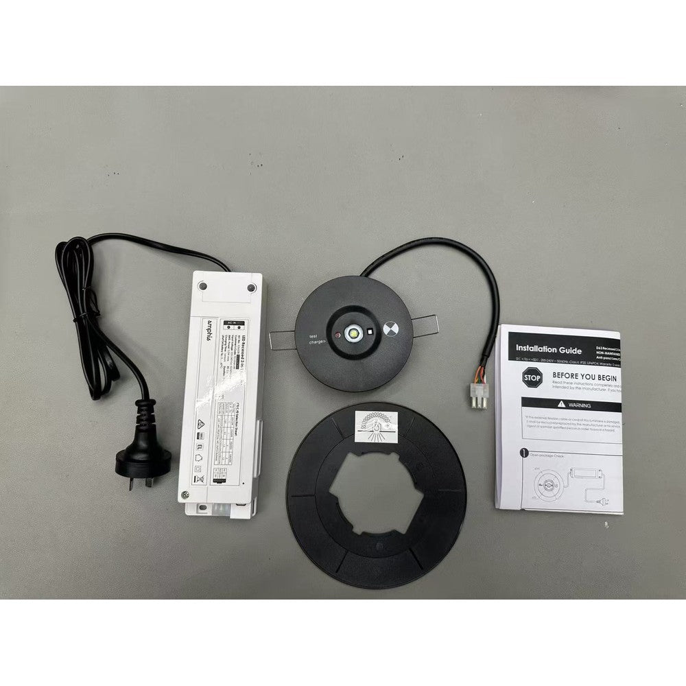 LED nødbelysning spot til loft, 3W - 3 timers batteri, Philips LED, Sort