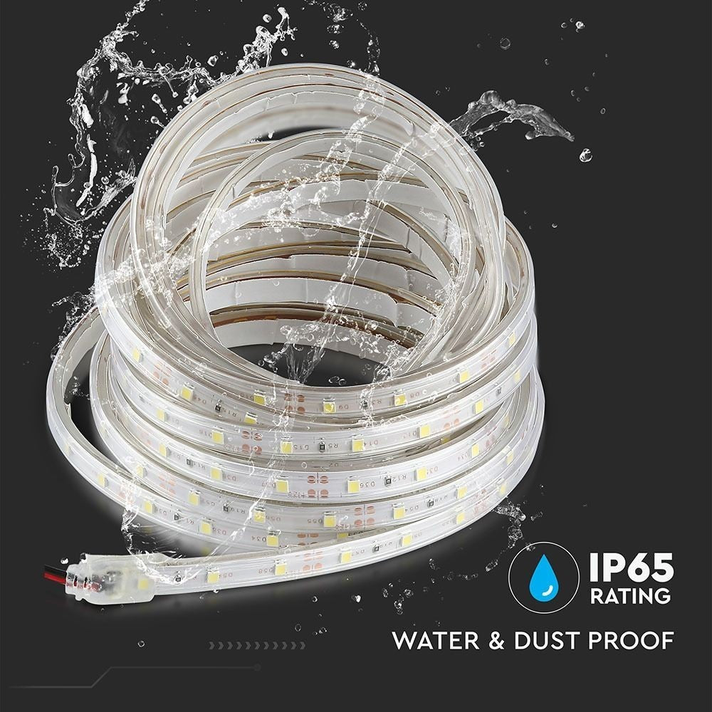V-Tac 3,6W/m stænktæt LED strip - 5m, IP65, 60 LED pr. meter, 400lm/m, RA80