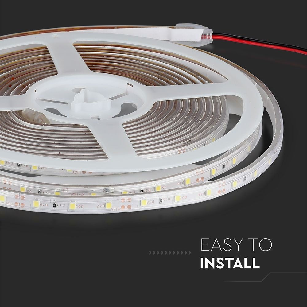 V-Tac 3,6W/m stænktæt LED strip - 5m, IP65, 60 LED pr. meter, 400lm/m, RA80