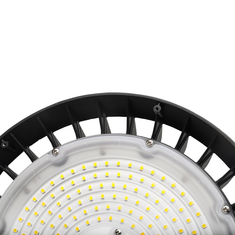 Plateo 4 High Bay 200W-150W-100W LED Loftlys - Neutral Hvid, 230V, 90°, IP65, IK09, Sort, Effektændring, 0-10V