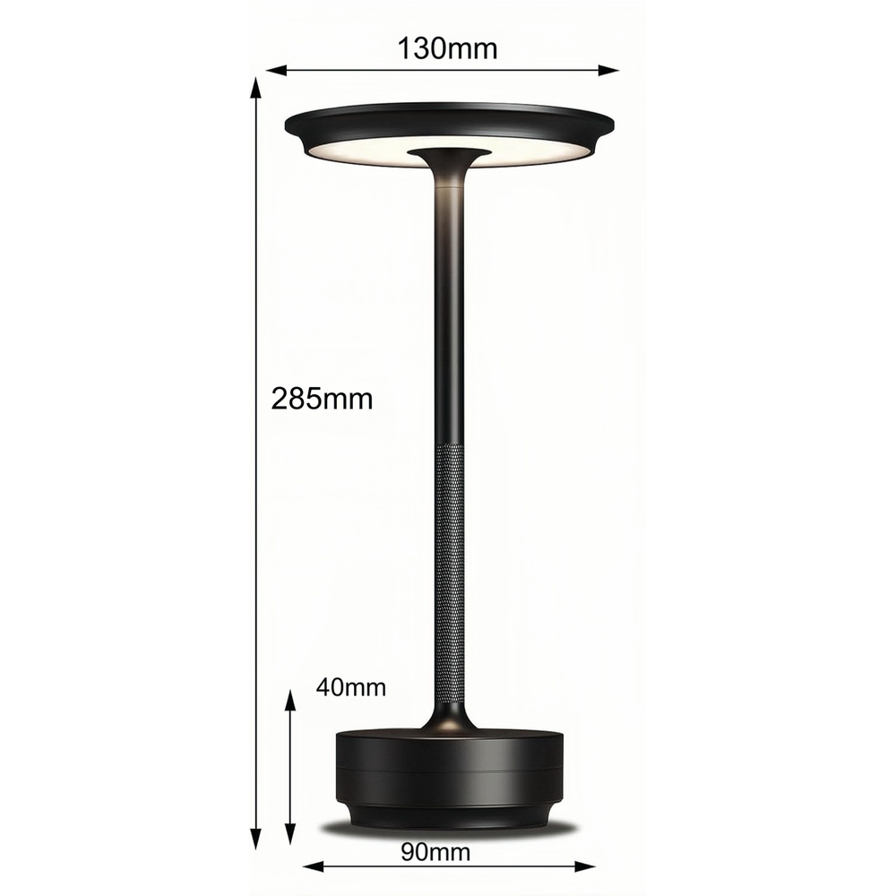 Sort LED bordlampe med touch-dæmpning og justerbar farvetemperatur (CCT) - 5W, 500lm, RA80, IP20
