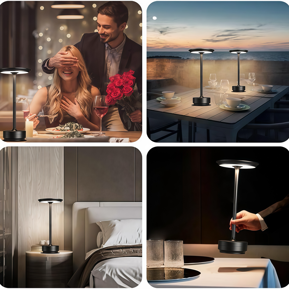 Sort LED bordlampe med touch-dæmpning og justerbar farvetemperatur (CCT) - 5W, 500lm, RA80, IP20