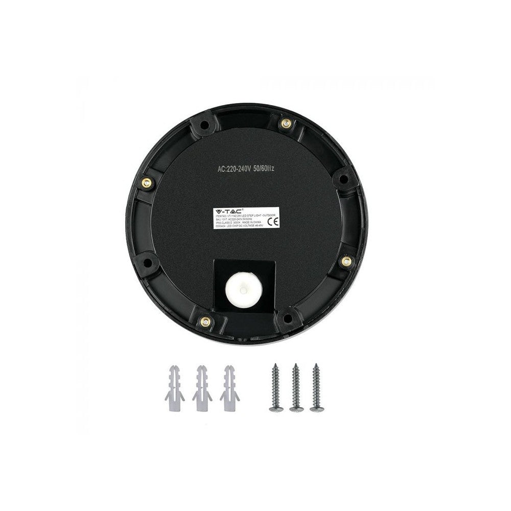 V-Tac 2W LED trappebelysning - Sort, IP65 udendørs, 230V, 80lm, RA80