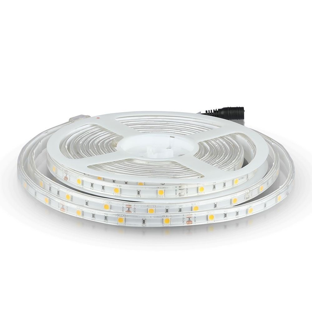 V-Tac 4,8W/m stænktæt LED strip - 5m, IP65, 30 LED pr. meter, 12V, RA80