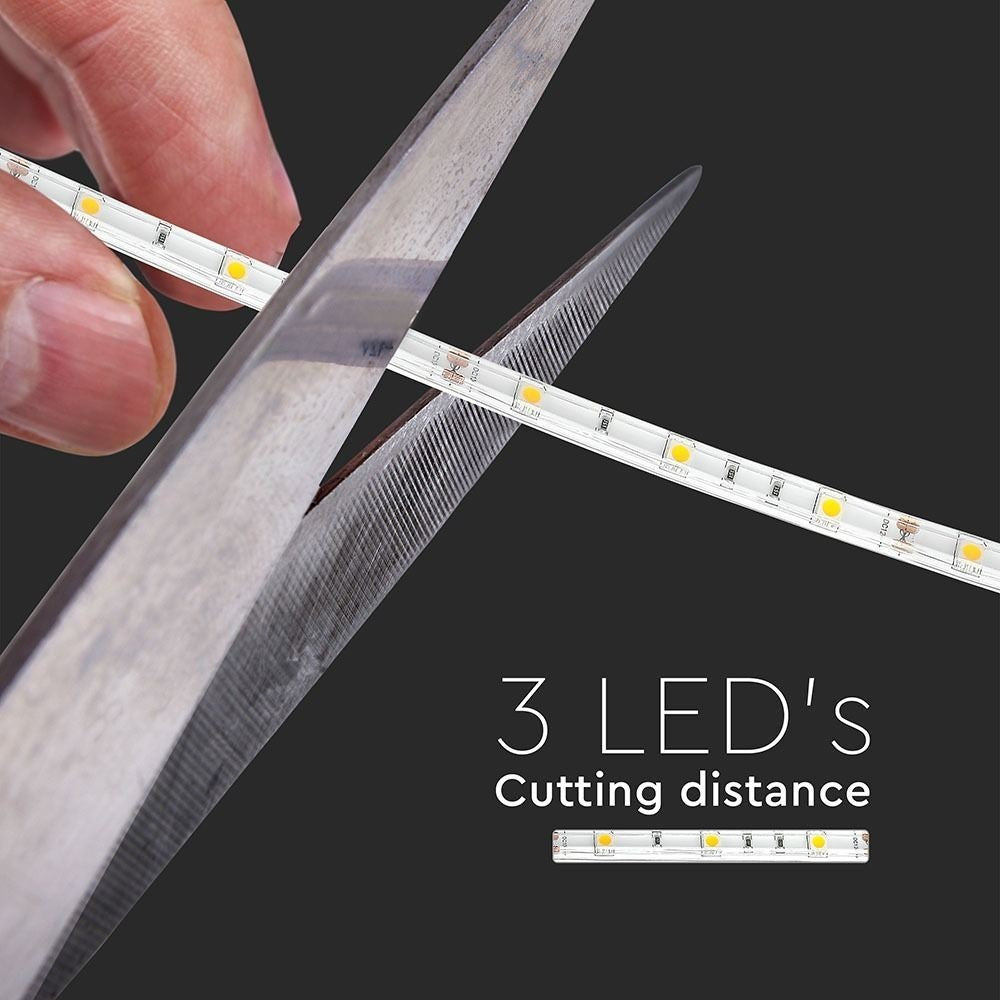 V-Tac 4,8W/m stænktæt LED strip - 5m, IP65, 30 LED pr. meter, 12V, RA80