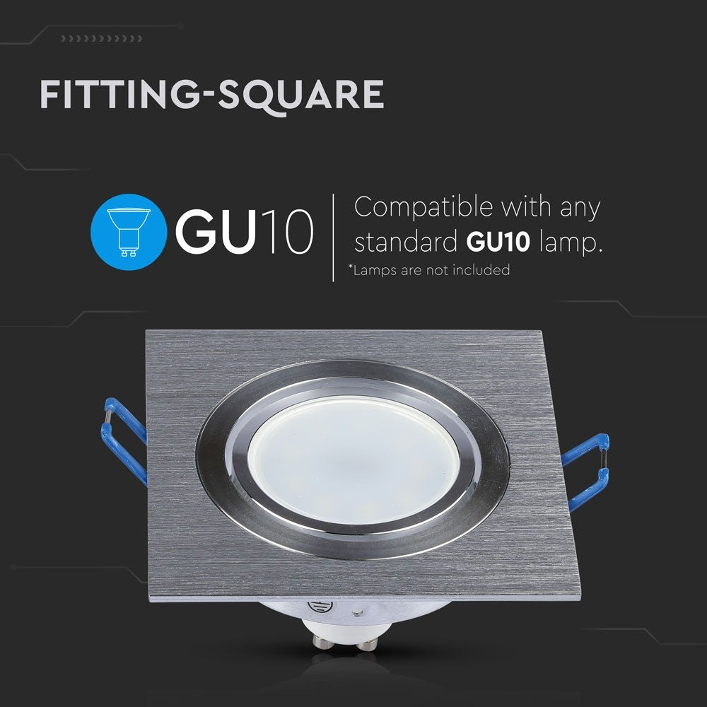 Kvadratisk børstet aluminium GU10 lampe - stilfuldt design til dit hjem