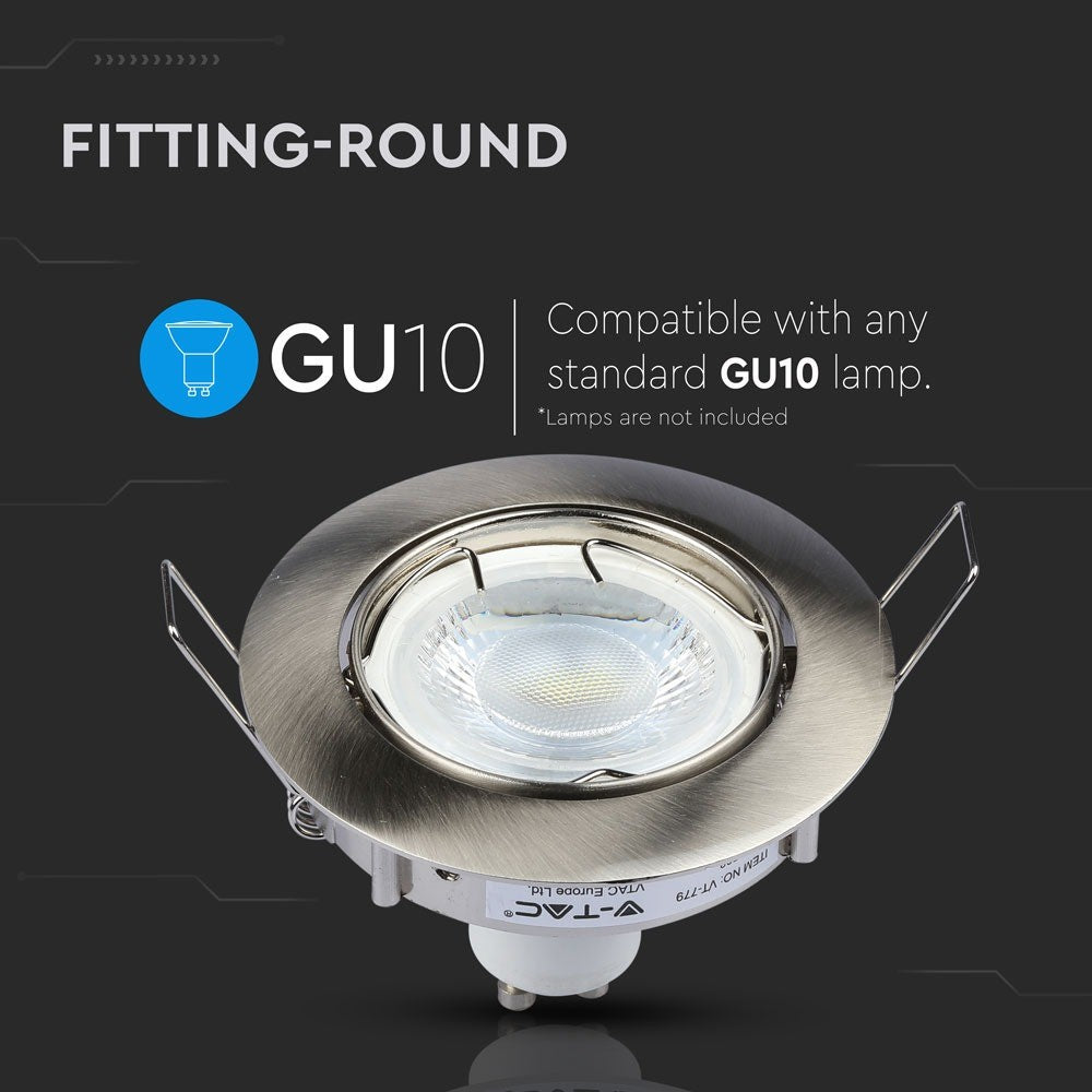 Rund GU10 lampe i satin nikkel - stilfuldt og moderne design til din belysning