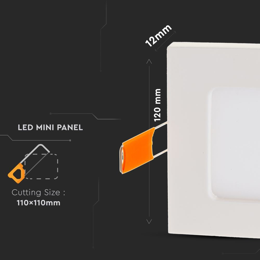 6W LED Premium Panel - 3000K, kvadratisk panel med høj kvalitet og varmt hvidt lys