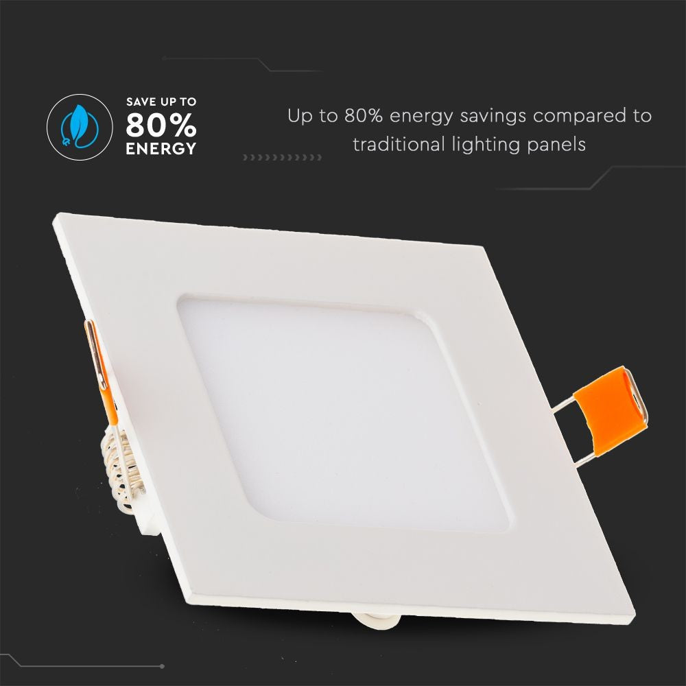 6W LED Premium Panel - 3000K, kvadratisk panel med høj kvalitet og varmt hvidt lys