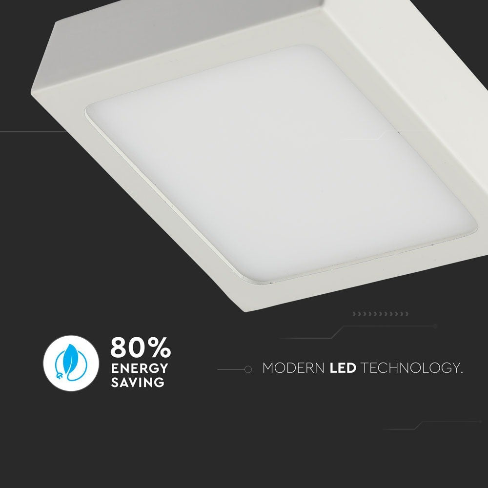 12W LED overfladepanel - 6400K, kvadratisk, 900lm, RA80, flicker free