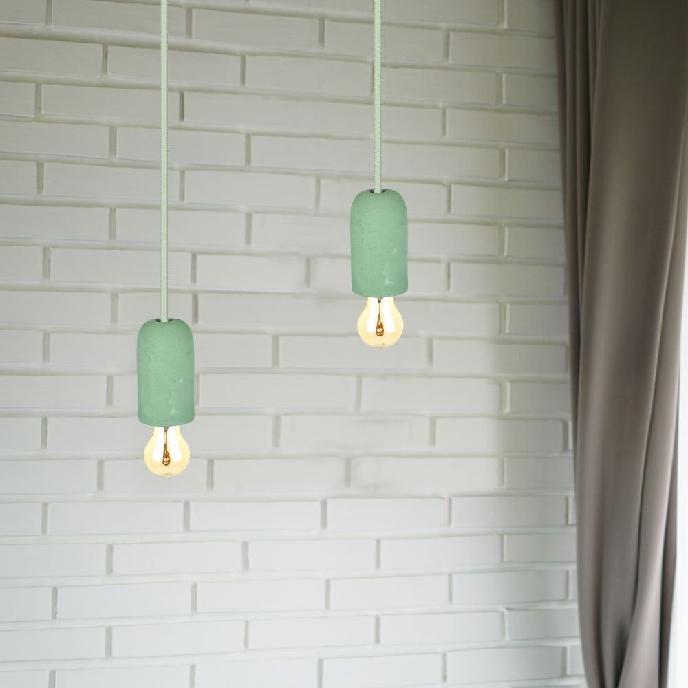 E27 Beton Pendel Lampe - Grøn - Moderne og stilfuld lampe til din indretning