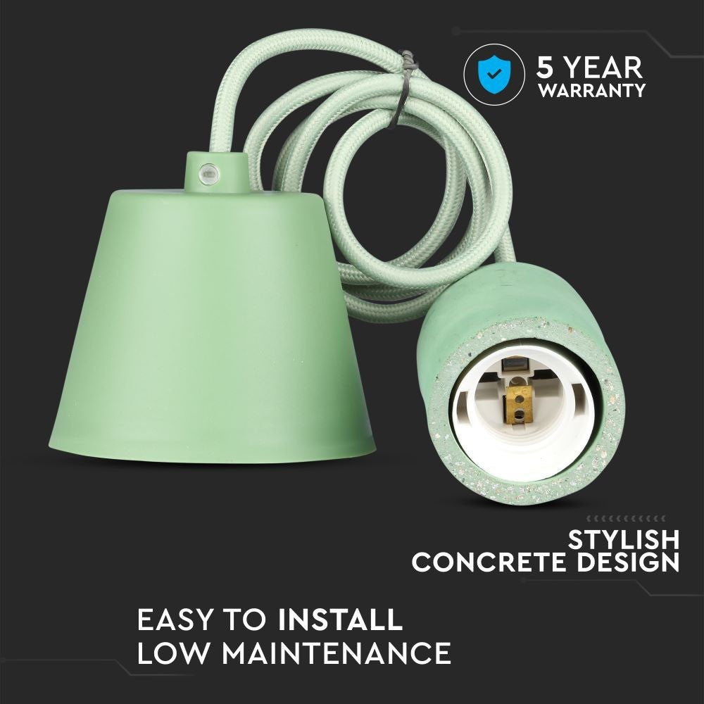 E27 Beton Pendel Lampe - Grøn - Moderne og stilfuld lampe til din indretning