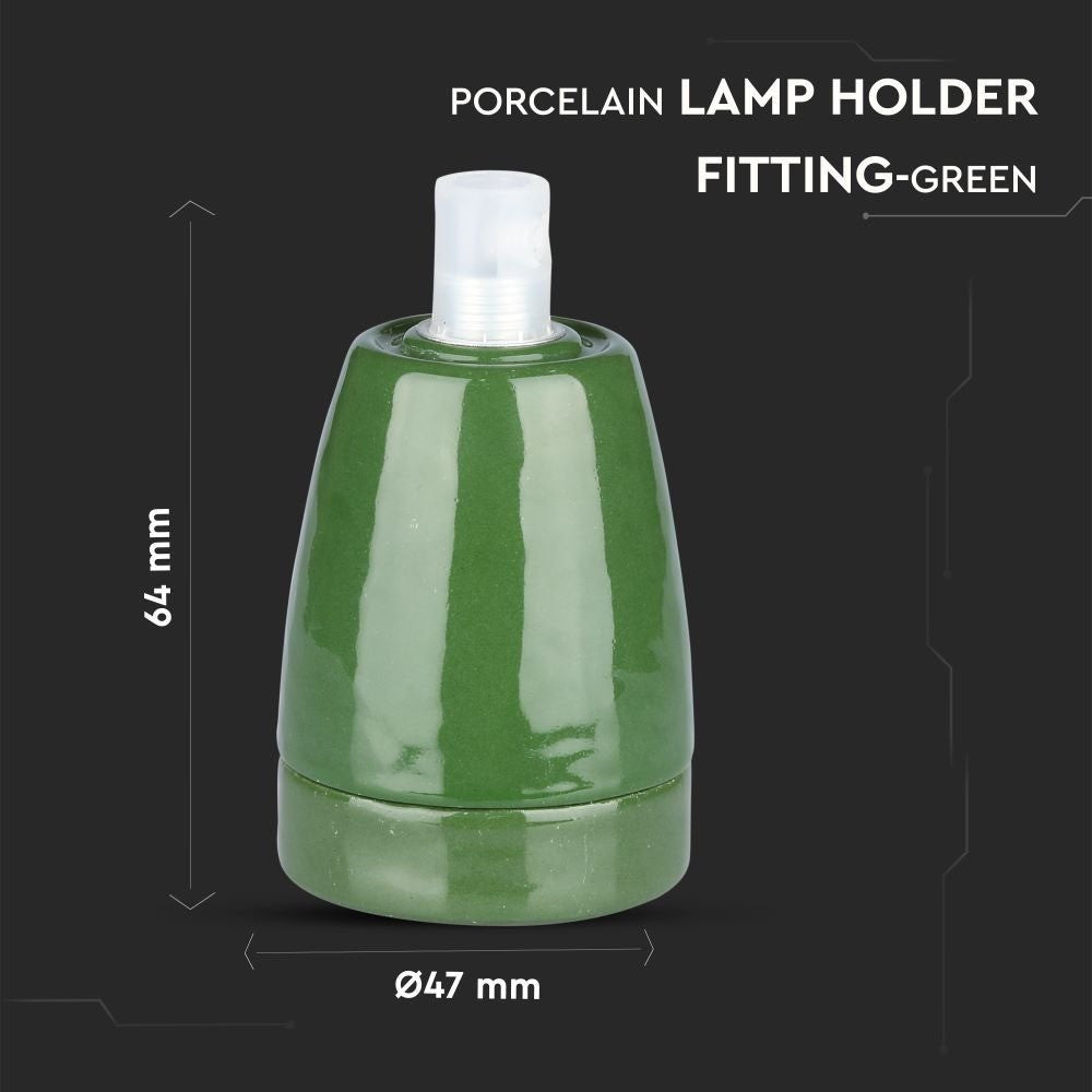 Porcelæns lampefatning (E27) - Grøn - Flot og stilfuldt lampefatning til din indretning