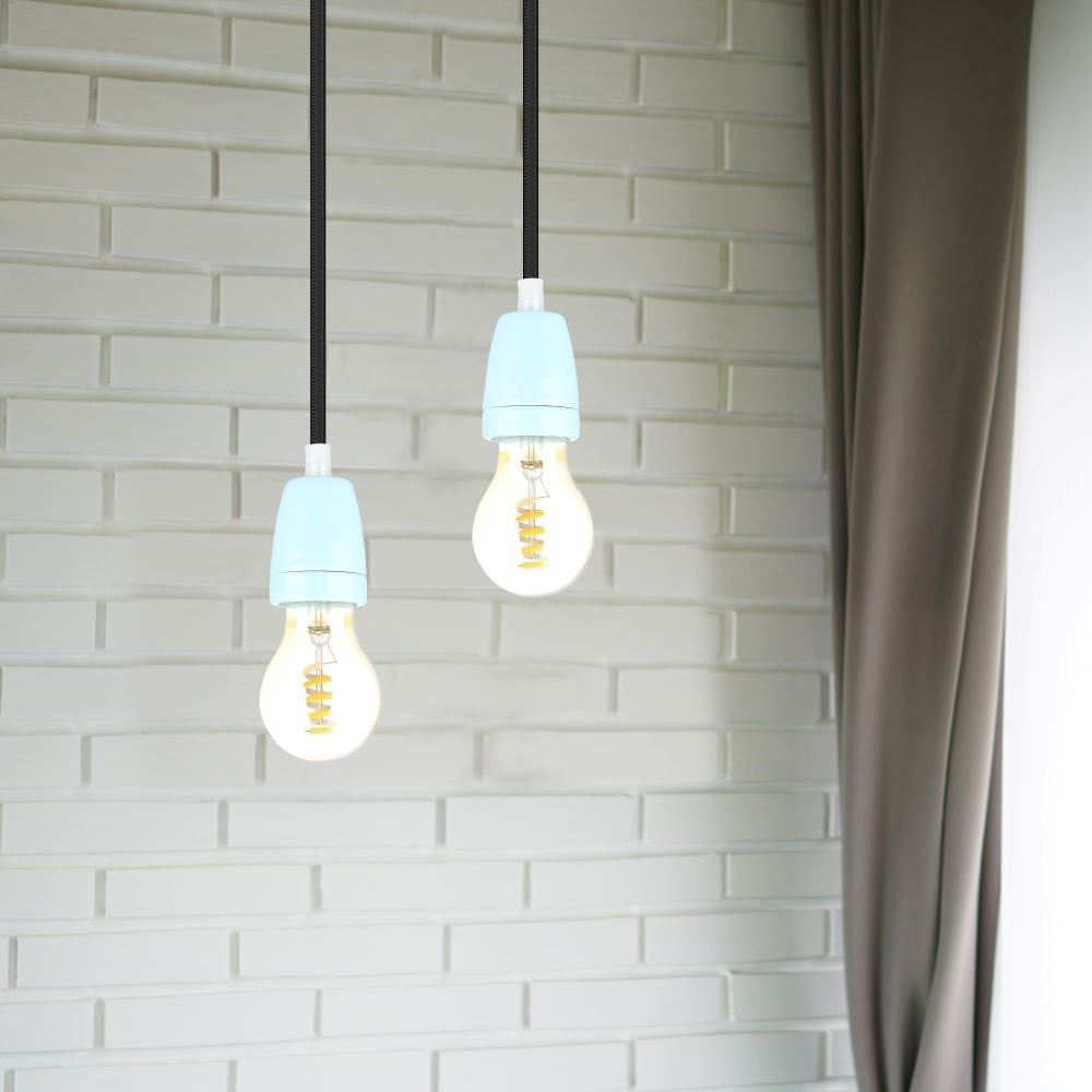 Porcelæn E27 fatning til lampe i blå farve - smukt design til din belysning