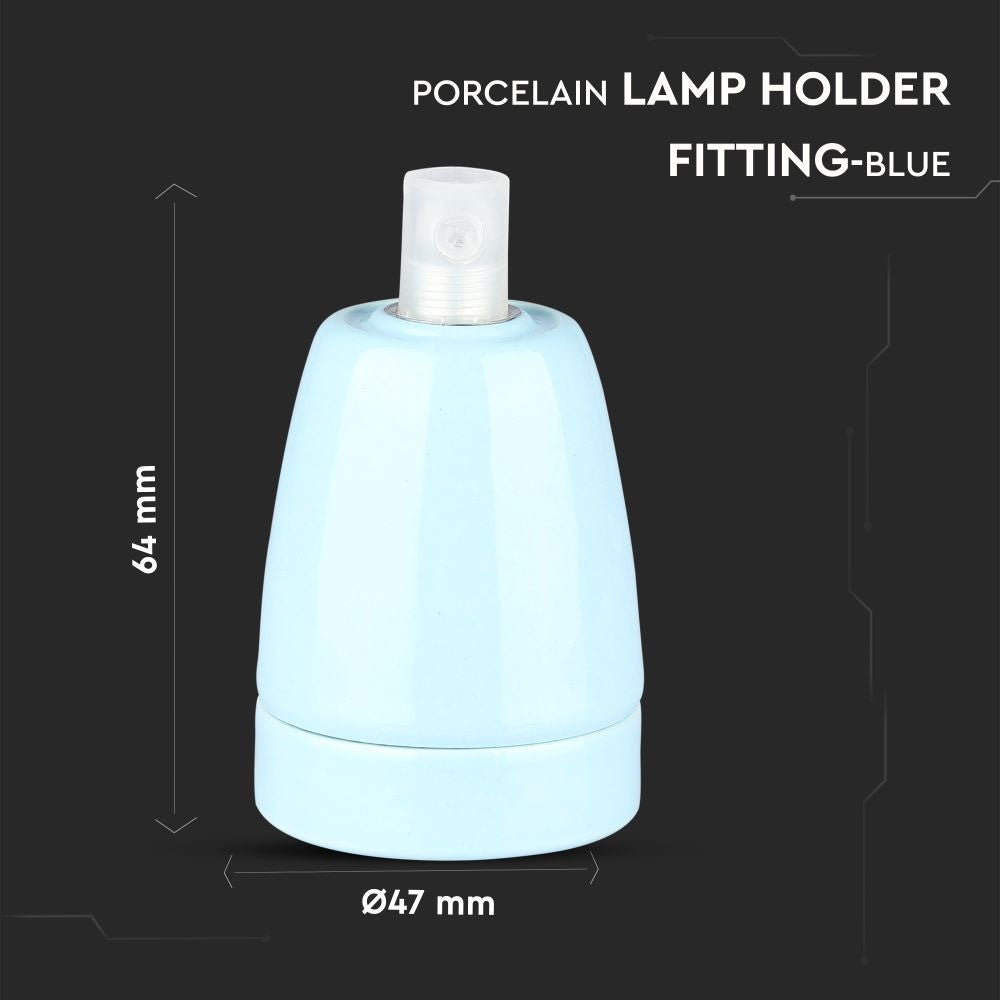 Porcelæn E27 fatning til lampe i blå farve - smukt design til din belysning