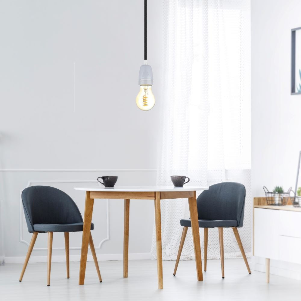 Grå Porcelæns Lampeholder E27 inkl. Lampe - Elegant belysningsløsning til dit hjem