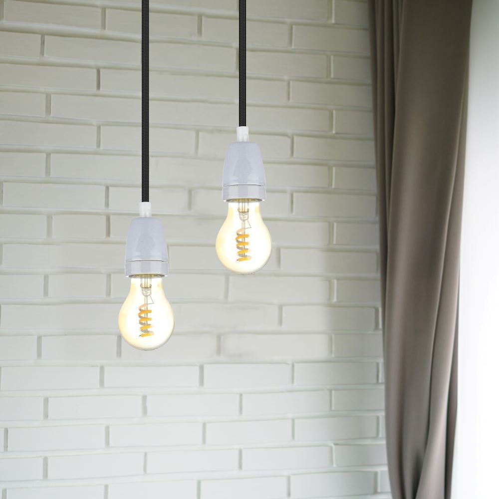 Grå Porcelæns Lampeholder E27 inkl. Lampe - Elegant belysningsløsning til dit hjem