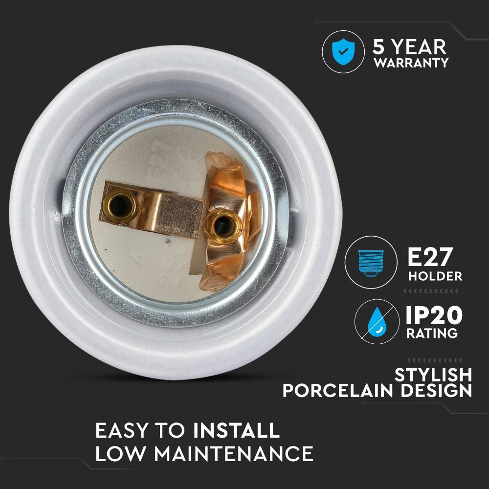 Grå Porcelæns Lampeholder E27 inkl. Lampe - Elegant belysningsløsning til dit hjem