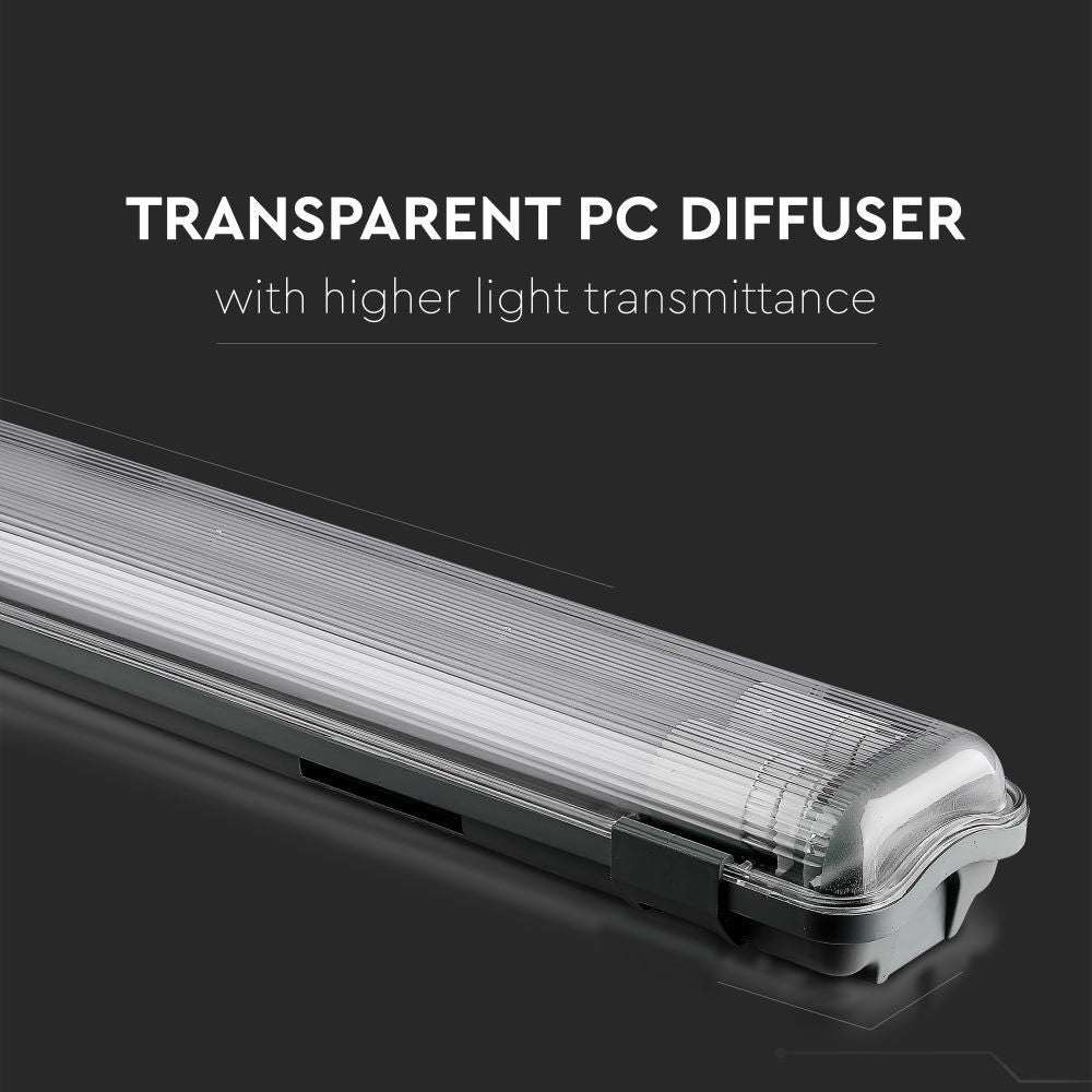 Vandtæt LED-lampe med 2x18W rør, 120cm længde, 6500K lysfarve, 3400lm, RA80, IP65 - 36W effekt
