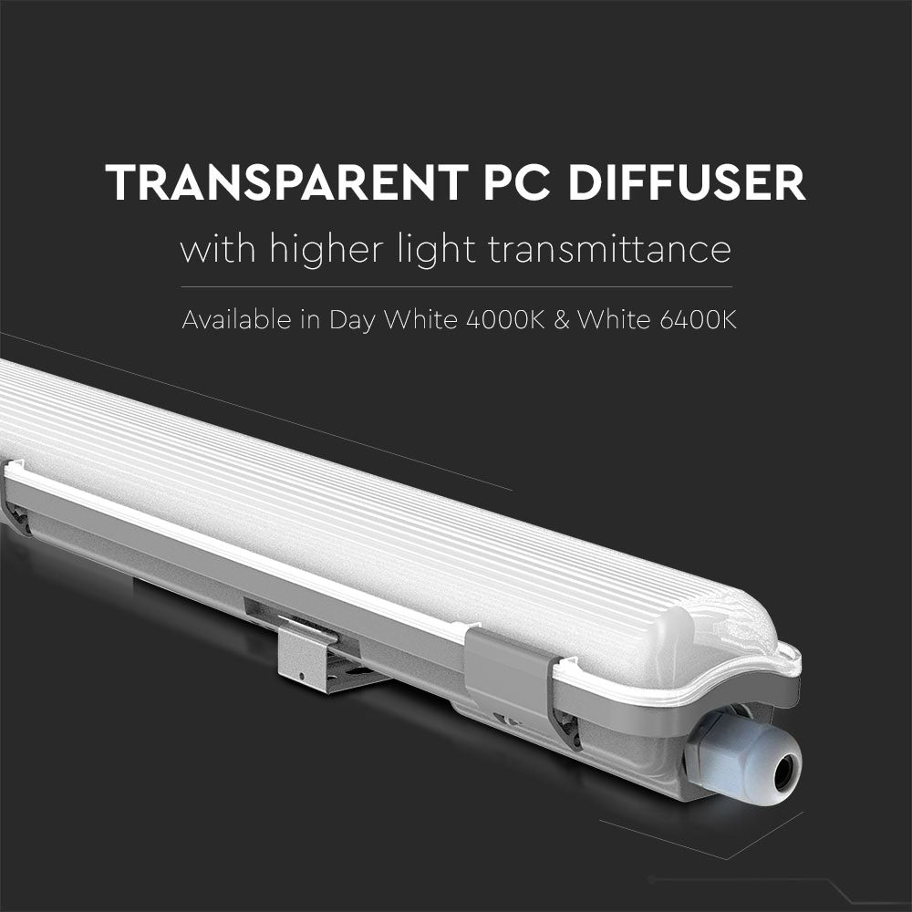 Vandtæt LED Rør Lampe - 22W, 150cm, 6400K, IP65, 2000lm, RA80