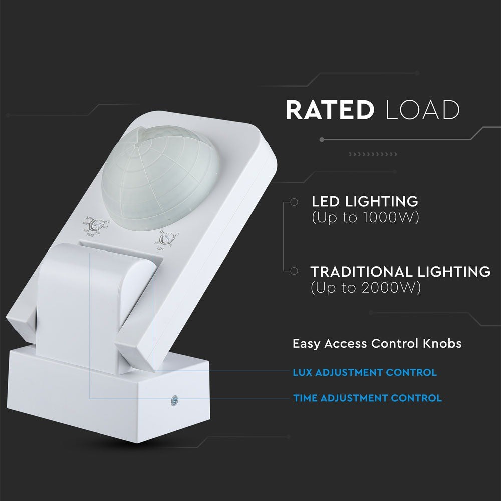 Hvid infrastruktur bevægelsessensor med IP65 beskyttelse (maks. 1000W LED)
