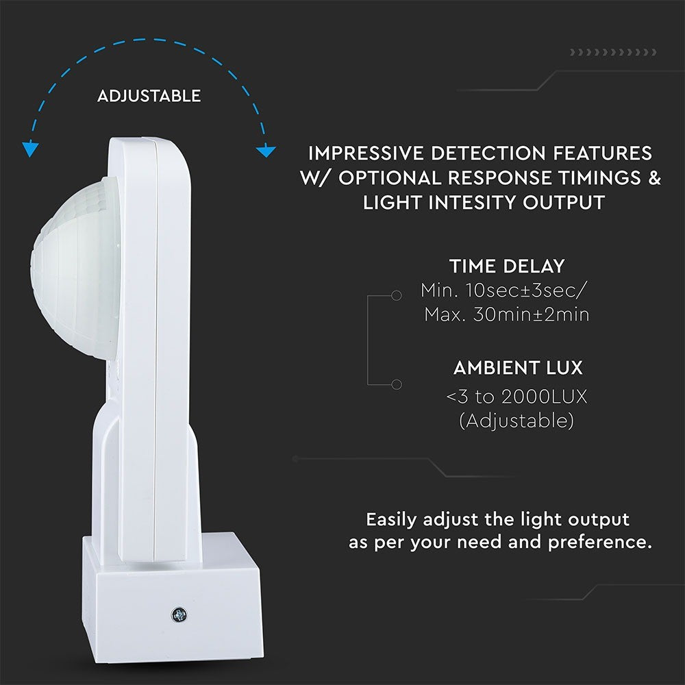 Hvid infrastruktur bevægelsessensor med IP65 beskyttelse (maks. 1000W LED)
