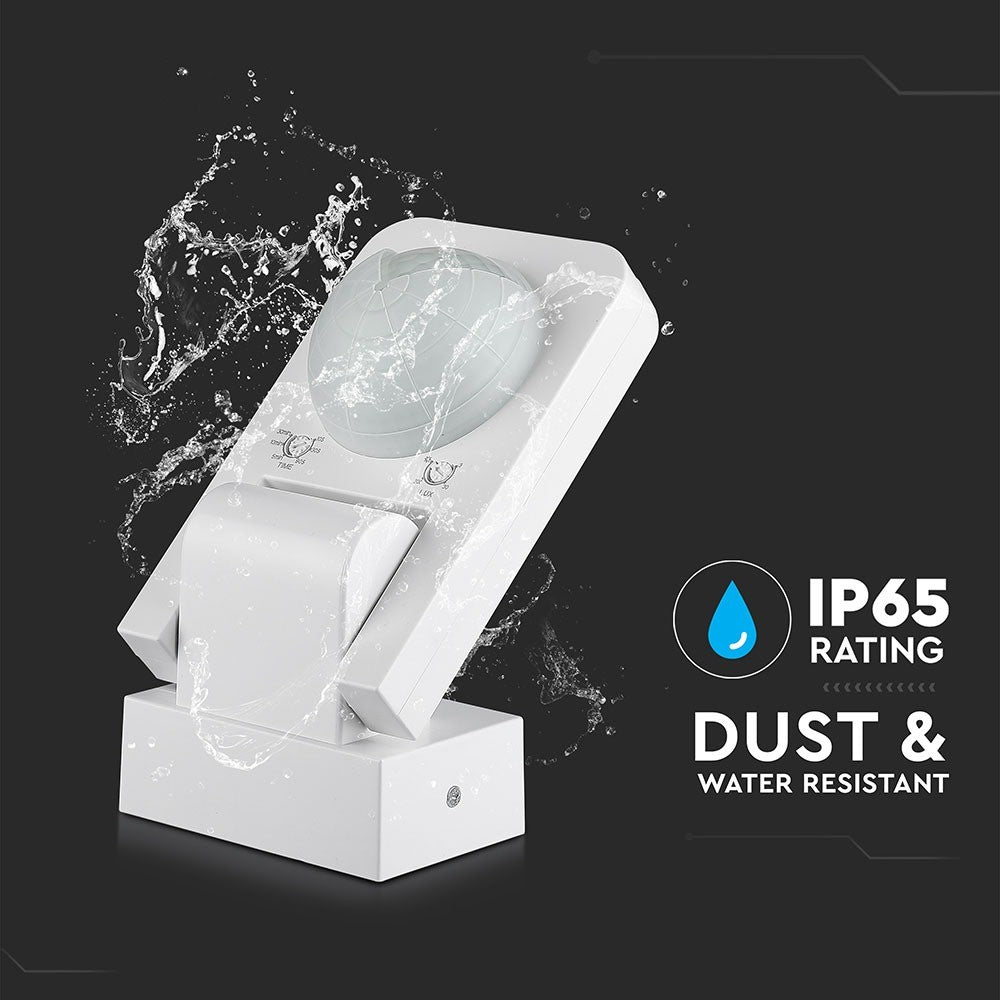 Hvid infrastruktur bevægelsessensor med IP65 beskyttelse (maks. 1000W LED)