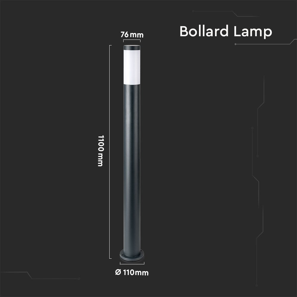 Pullertlampe E27 - Rustfrit Stål Hus (110cm), Grå, IP44 - Vejrbestandig udendørslampe til haven