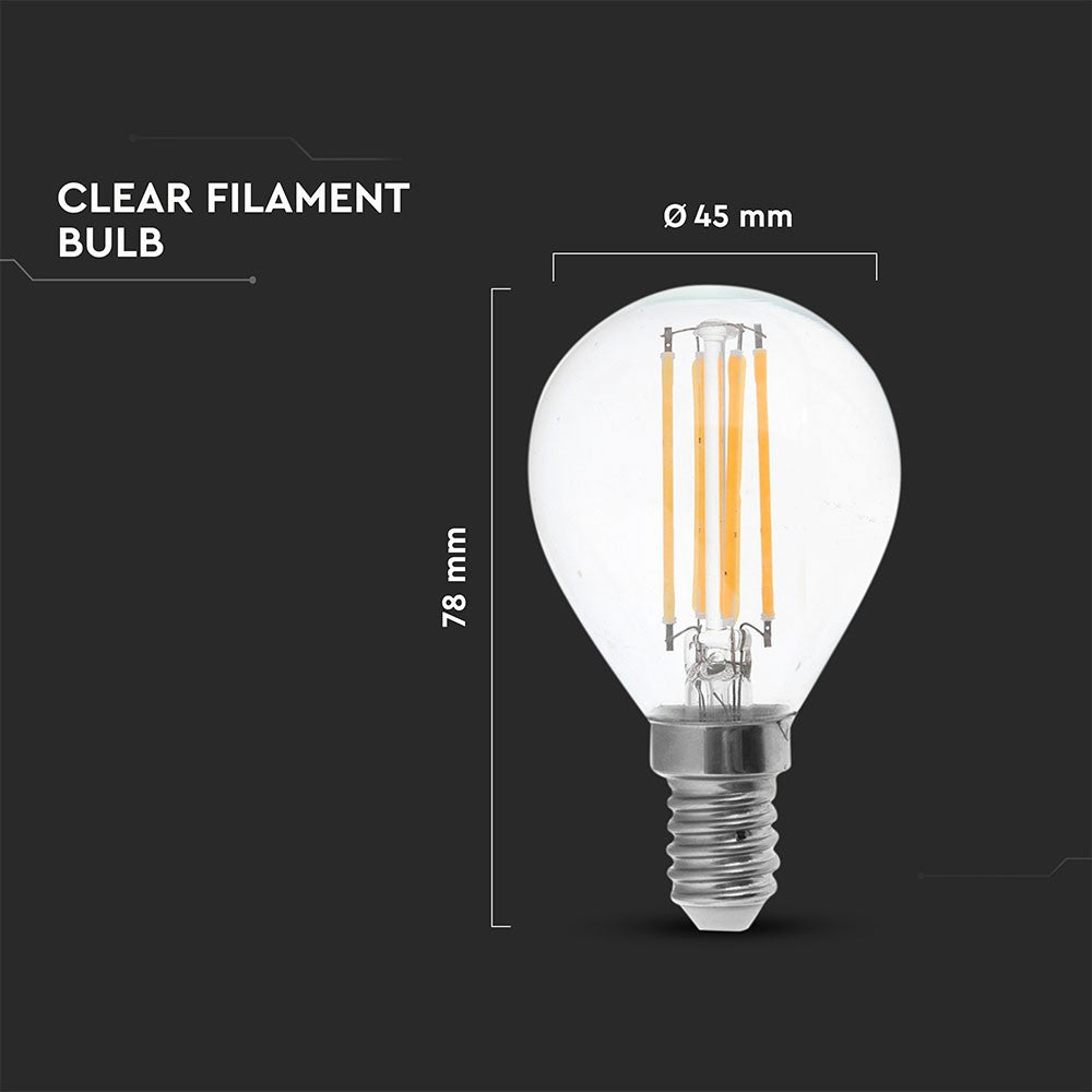 E14 LED Pære 6W - Klart Glas, 2700K, 600lm, RA80