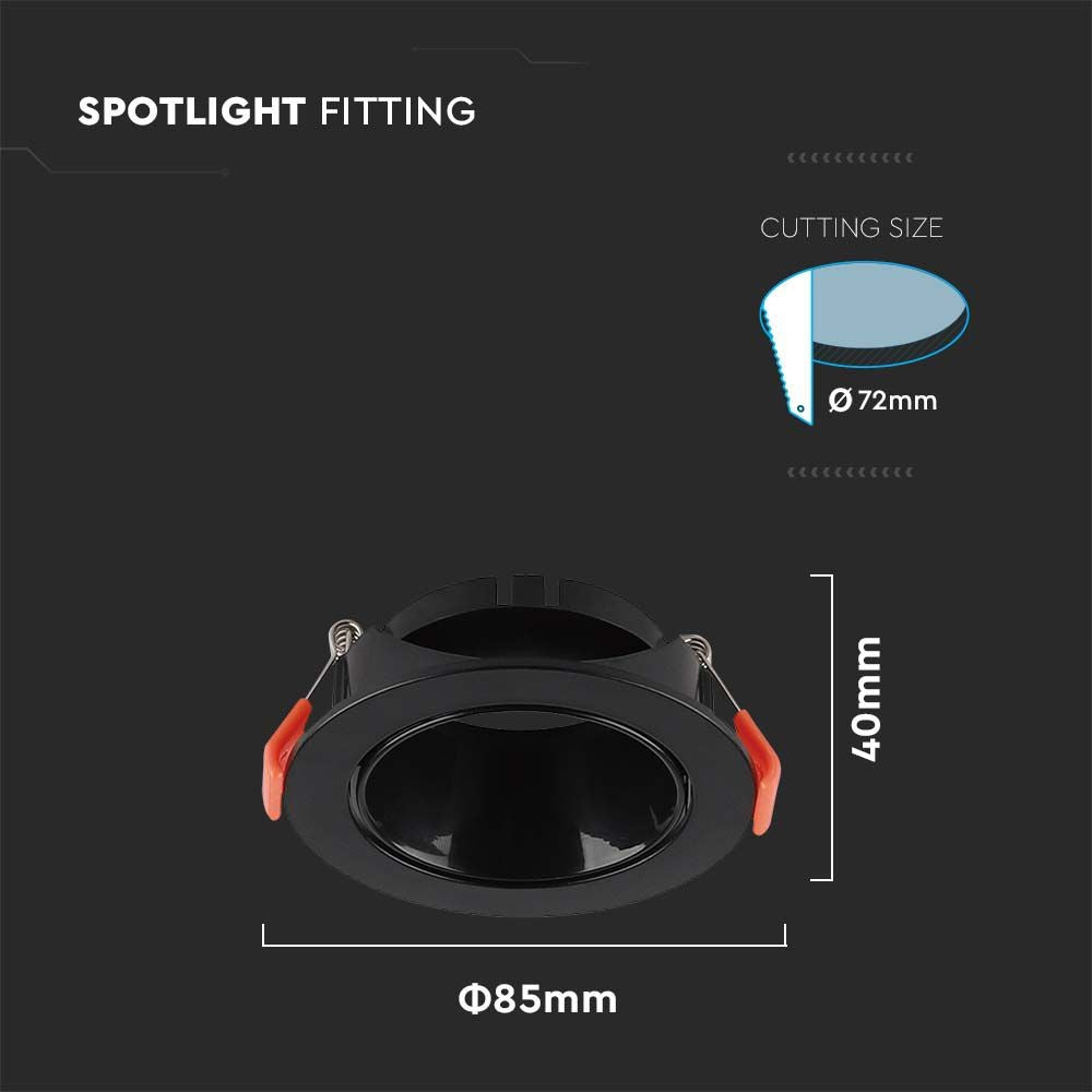 GU10 lampe - sort ramme, sort reflektor, V-Tac Pro serie med 3 års garanti