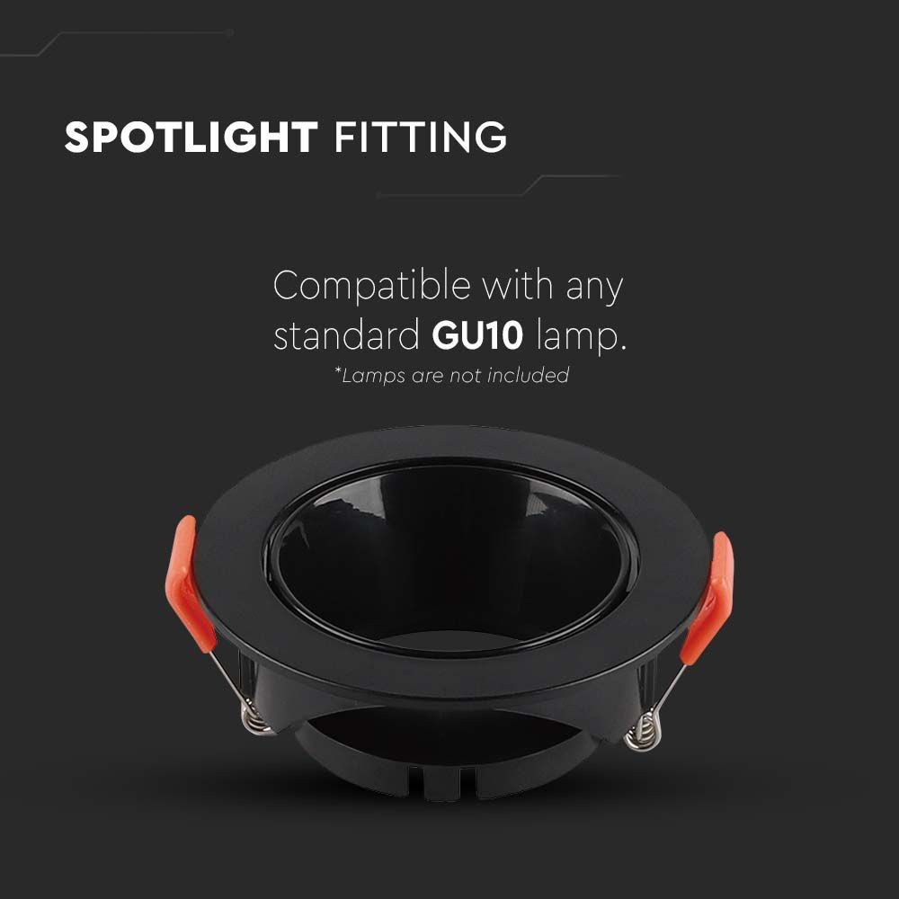 GU10 lampe - sort ramme, sort reflektor, V-Tac Pro serie med 3 års garanti