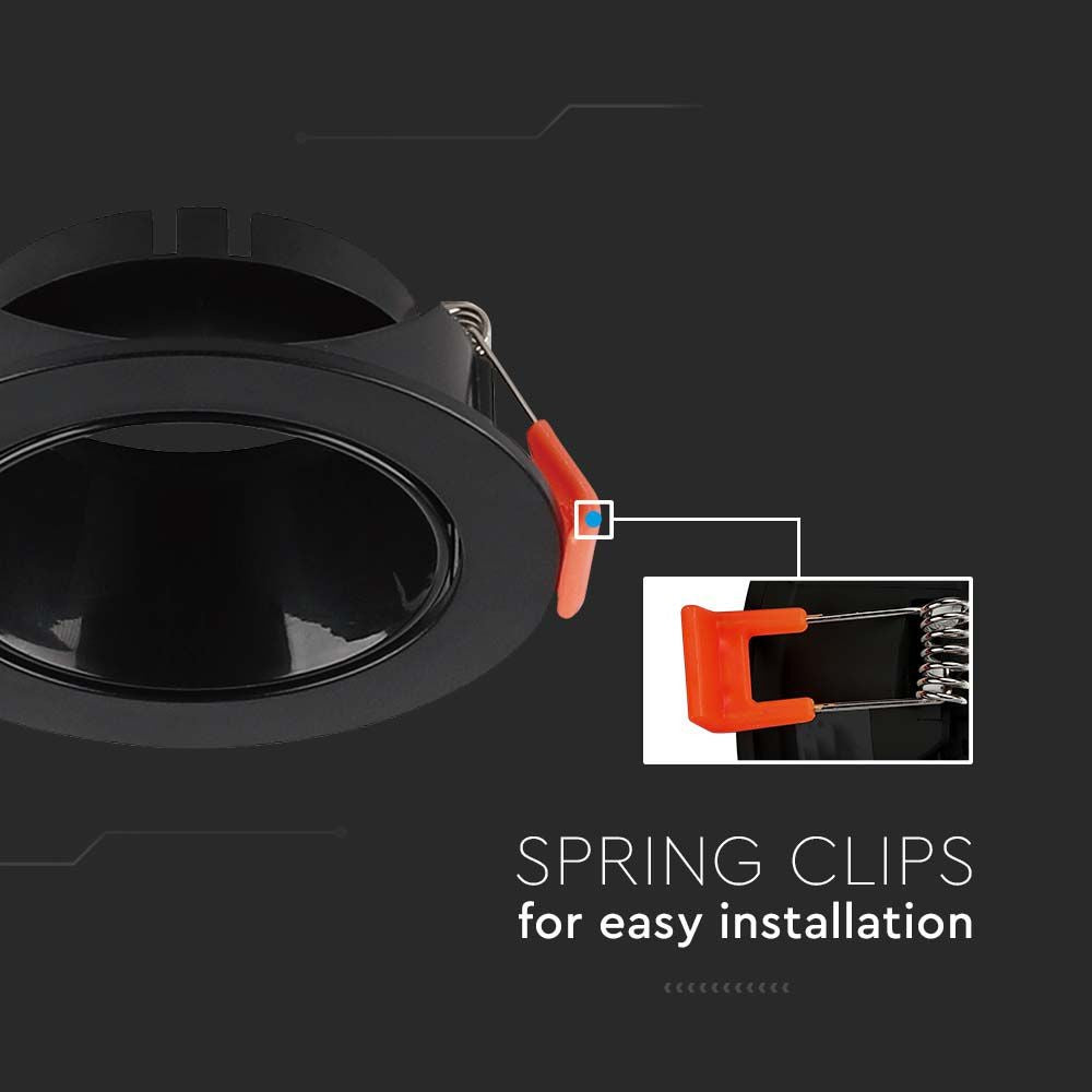 GU10 lampe - sort ramme, sort reflektor, V-Tac Pro serie med 3 års garanti