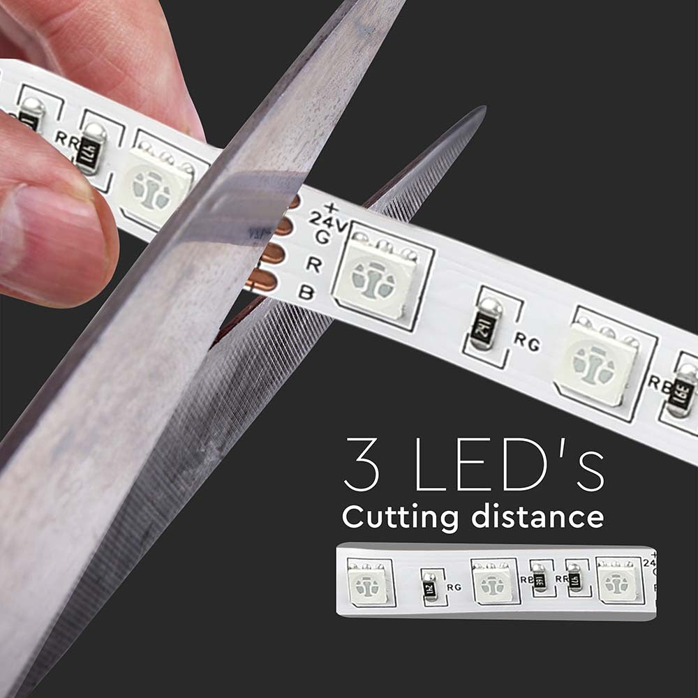 60 LED Stripelys RGB 7W/m IP20 24V - 10m/rulle