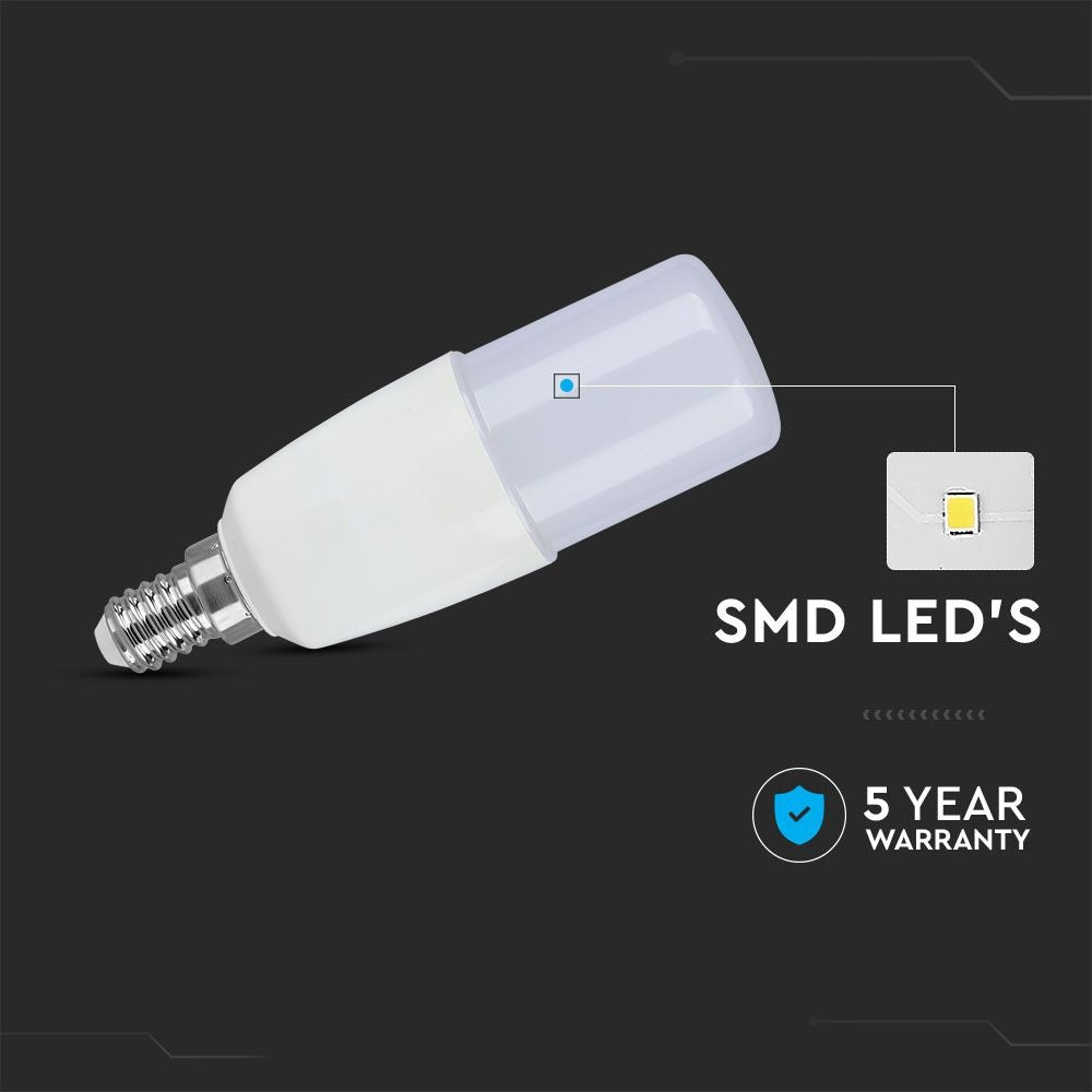 V-TAC 7.5W E14 LED Pære med Samsung Chip, 6500K, T37, Plastik - 660lm