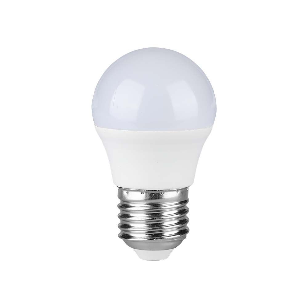 4.5W Plastik Pære E27 - G45, 3000K, 470lm, RA80 - Energibesparende LED lyspære til stor fatning E27, varmhvidt lys