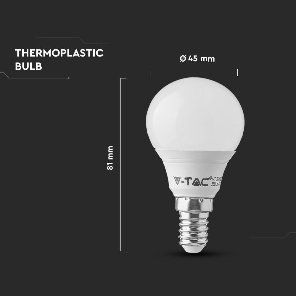 V-Tac 5,5W LED pære - Samsung LED chip, P45, E14 - Erstatter 40W - 470lm - RA80