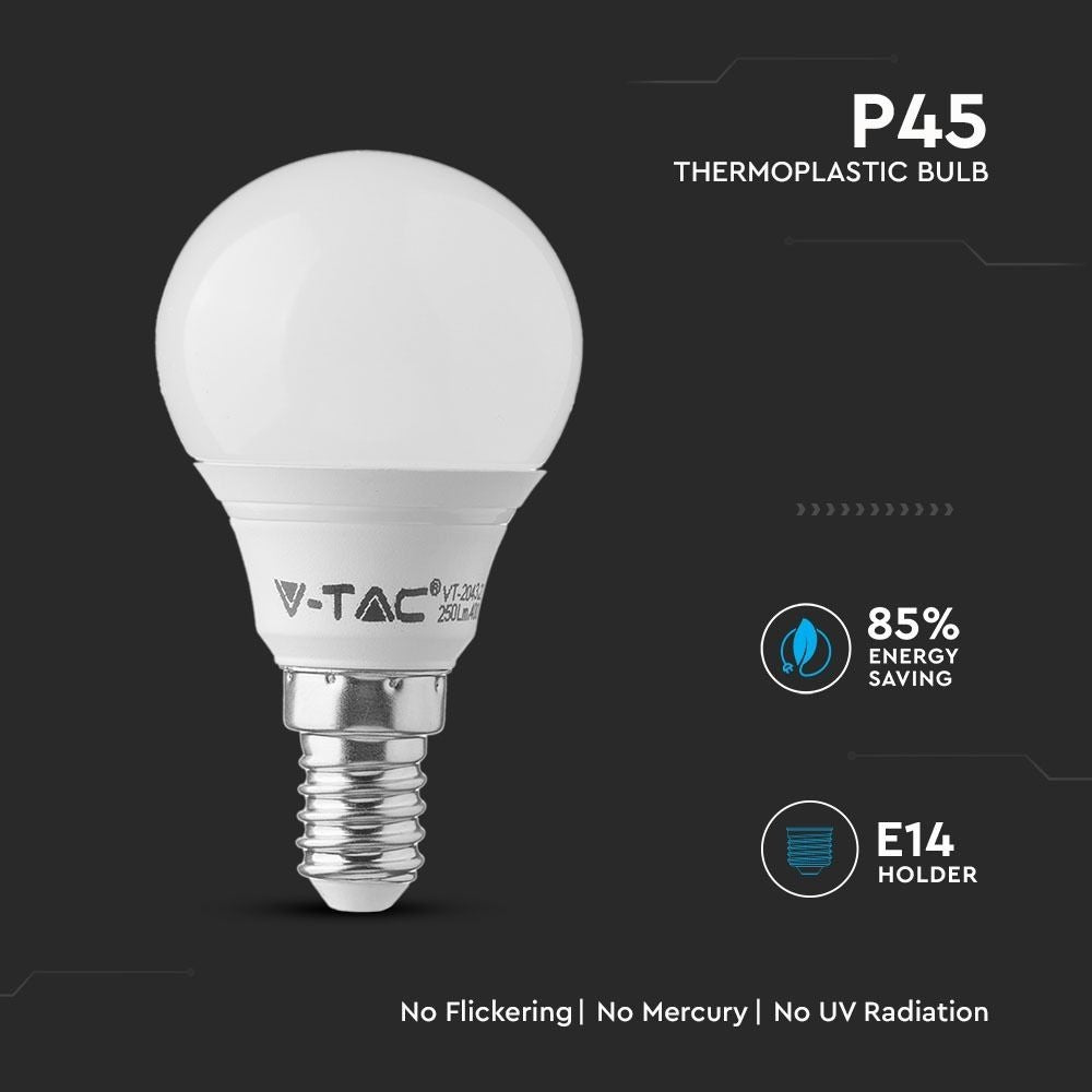 V-Tac 5,5W LED pære - Samsung LED chip, P45, E14 - Erstatter 40W - 470lm - RA80