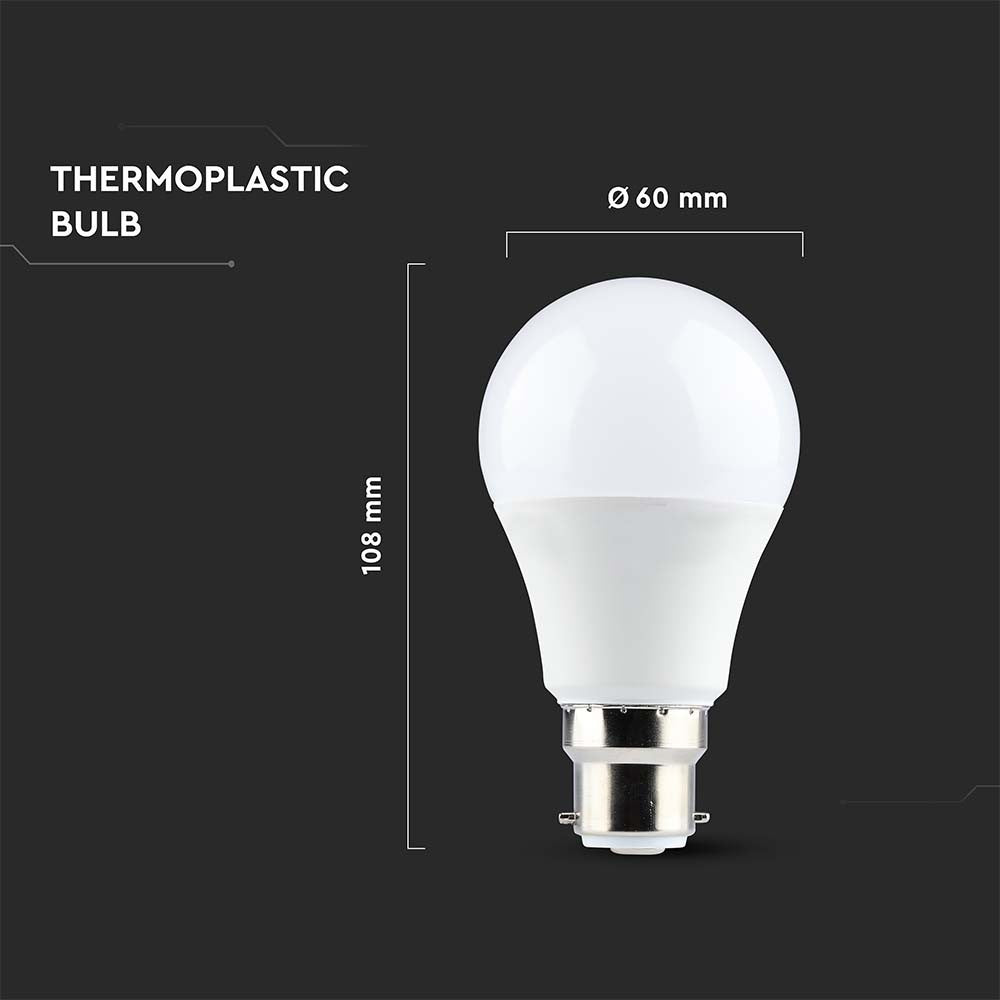 8,5W A60 LED-Pære B22 - Termoplast, 4000K, 806lm, RA80 - Energibesparende lyskilde til B22-fatning, ideel til naturligt hvidt lys.