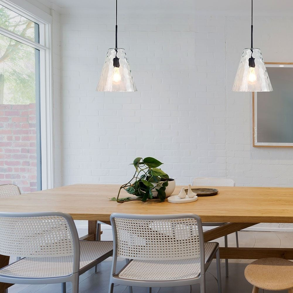 Moderne pendellampe med kegleformet glas, Ø27 cm, E27 fatning