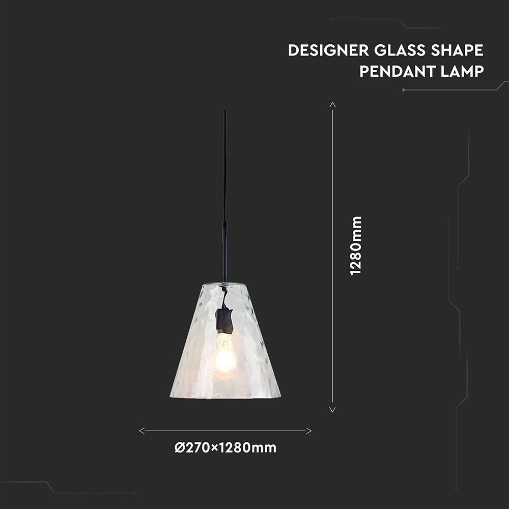Moderne pendellampe med kegleformet glas, Ø27 cm, E27 fatning