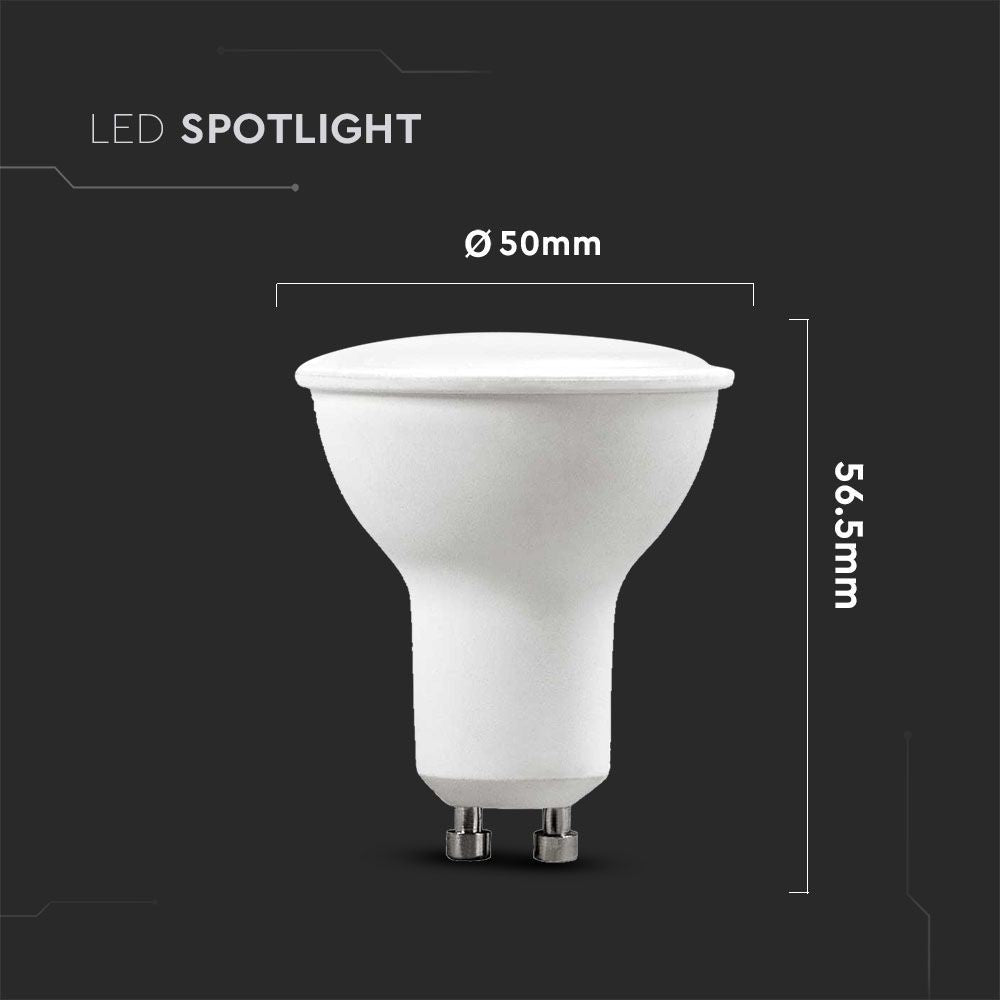 6-pak 4,5W GU10 Spotlight med Hvidt Plastik og Mælkeagtigt Dæksel, 6500K, 110D, 400lm, RA80