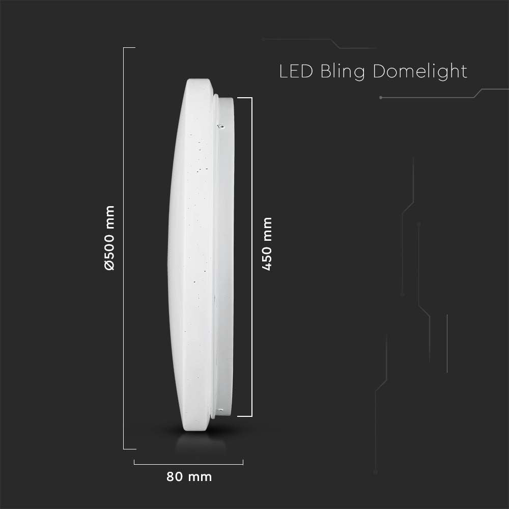 36W LED Dome Lys med Stjernehimmel Dæksel - 450mm, CCT 3in1 Rundt - 3900lm