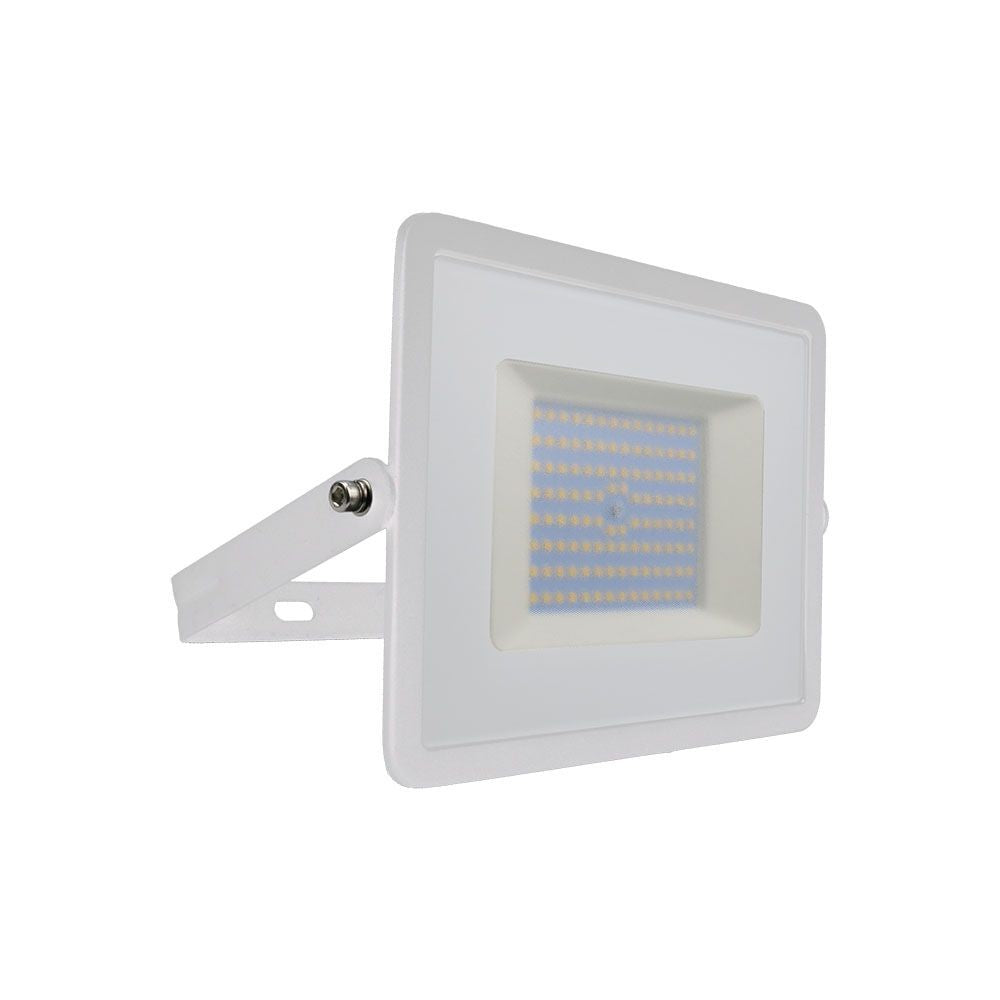 100W LED Projektør med 6500K lysfarve og hvidt hus - 8700lm, RA70, IP65