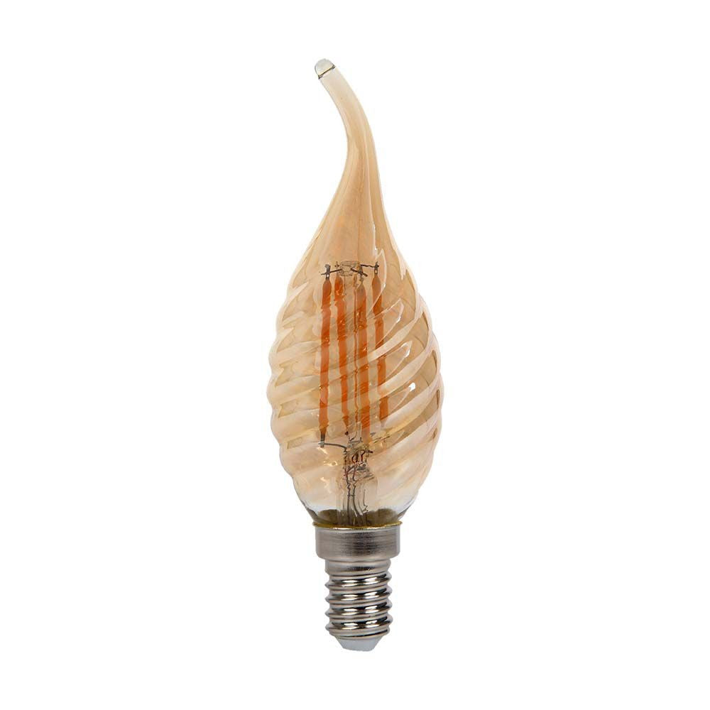 4W Twisted Kertepære E14 med Amber Dæksel og Spids Form - 2200K, 350lm, RA80