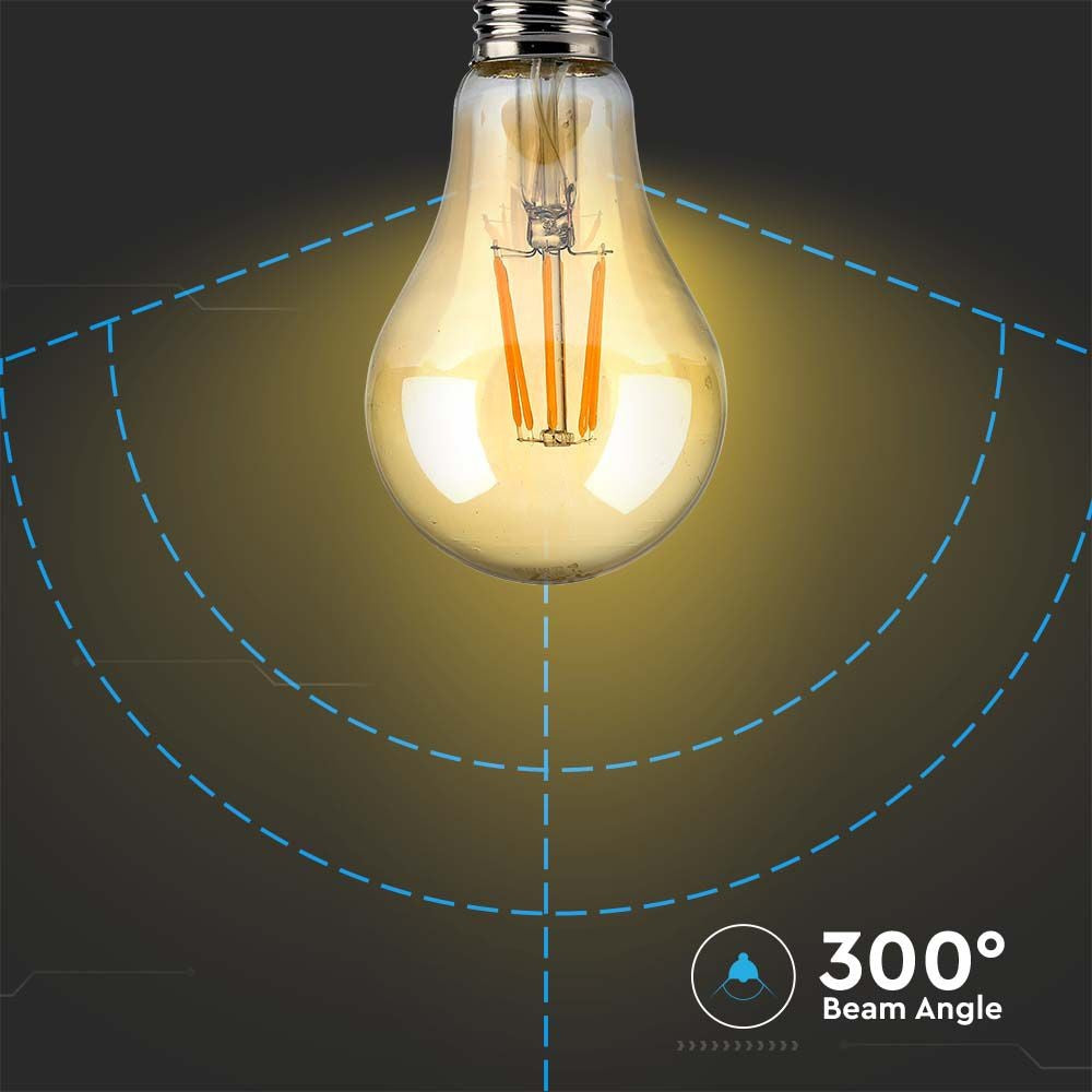 LED Kultrådspære 10W E27 - Amber Dækning, 2200K