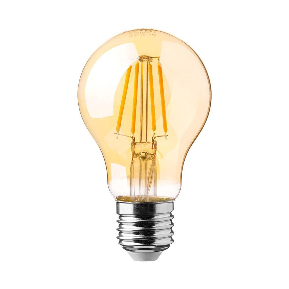 A60 LED Pære - 12W, E27 Fatning, Kultråd, Amber Dæksel, 2200K, 1350lm, RA80
