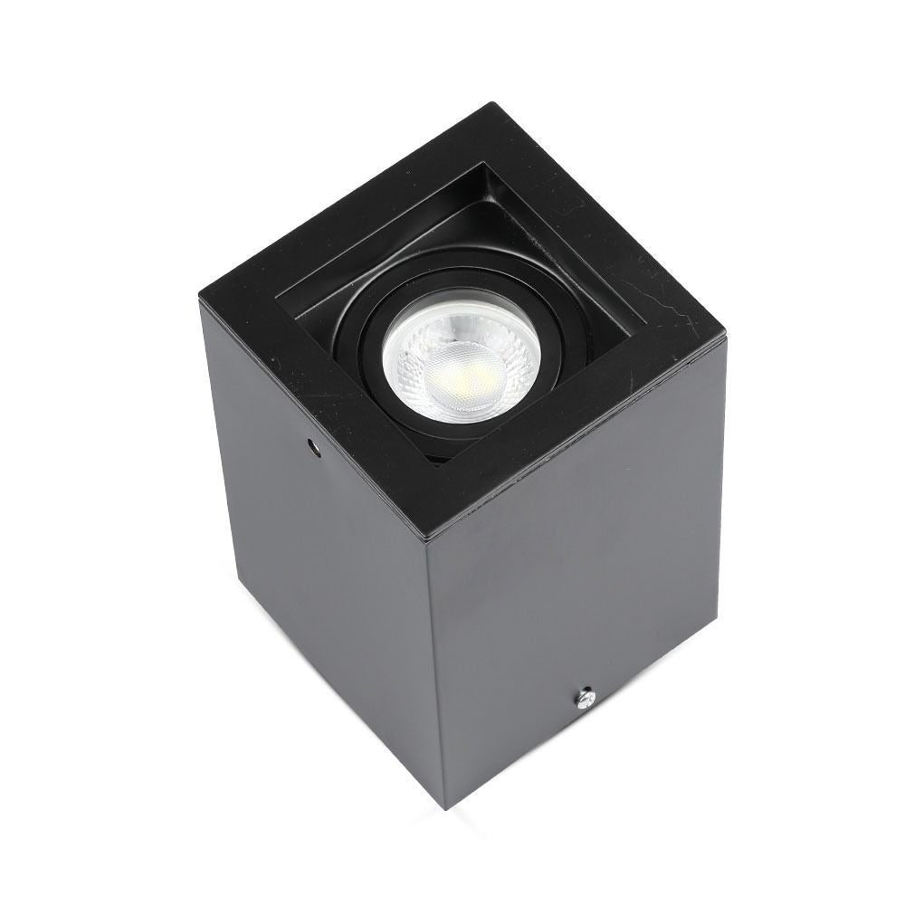 V-Tac Loftslampe - Sort firkantet IP20 med GU10 fatning (uden lyskilde, 230V)