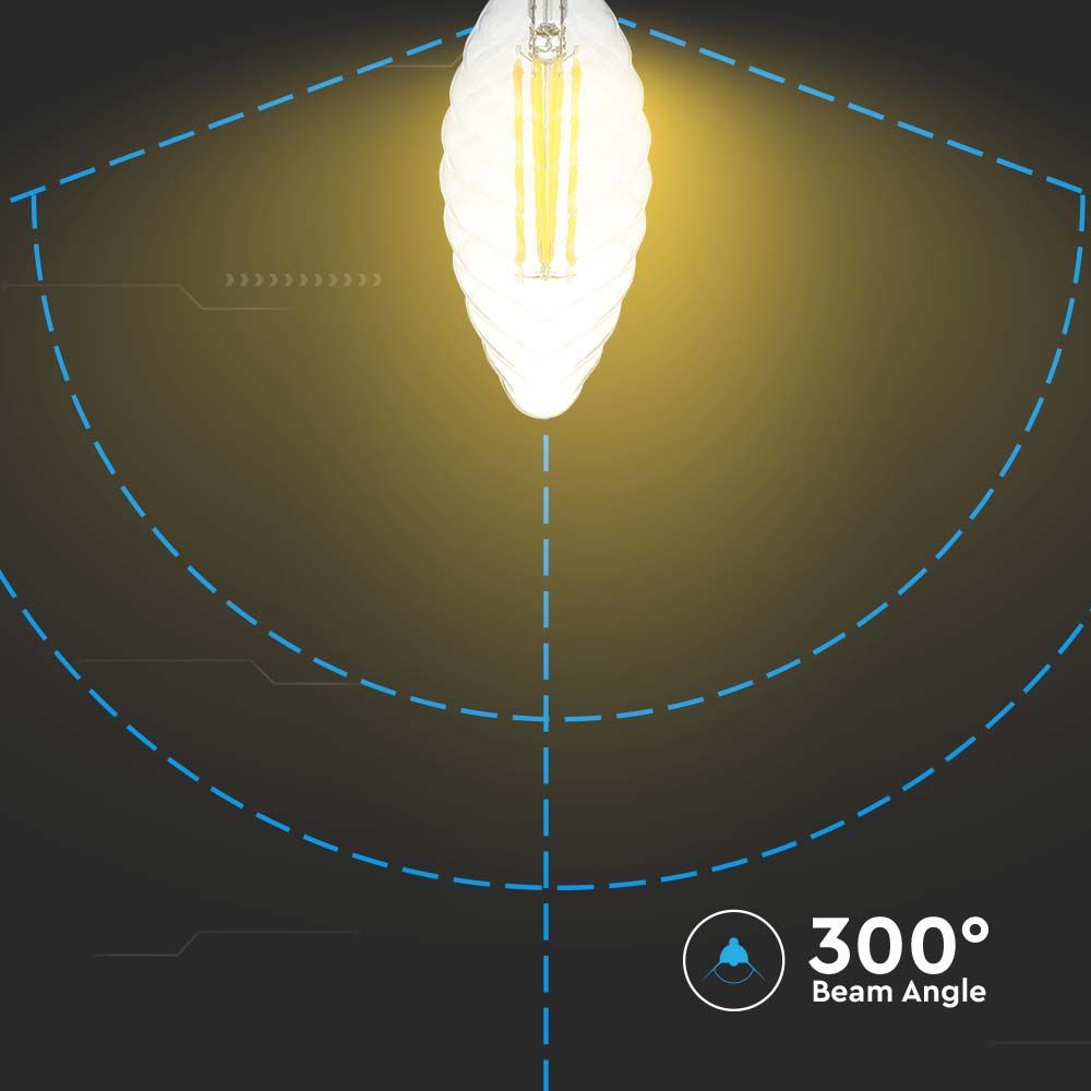 4W Kertepære E14 - LED Twisted, Filament Pære, 3000K, Dæmpbar - 400lm - RA80