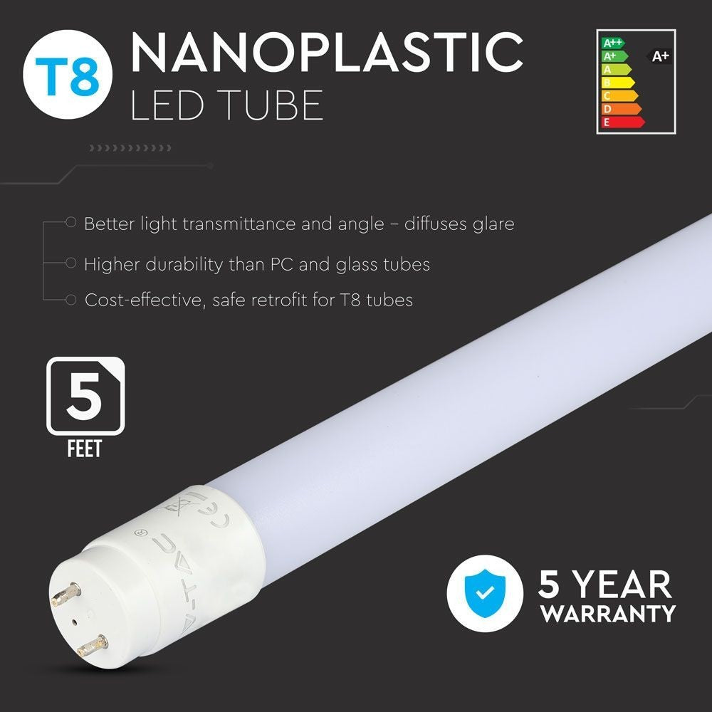 V-Tac T8-Samsung150 LED Rør - 22W, 150 cm, Samsung LED chip, 5 års garanti