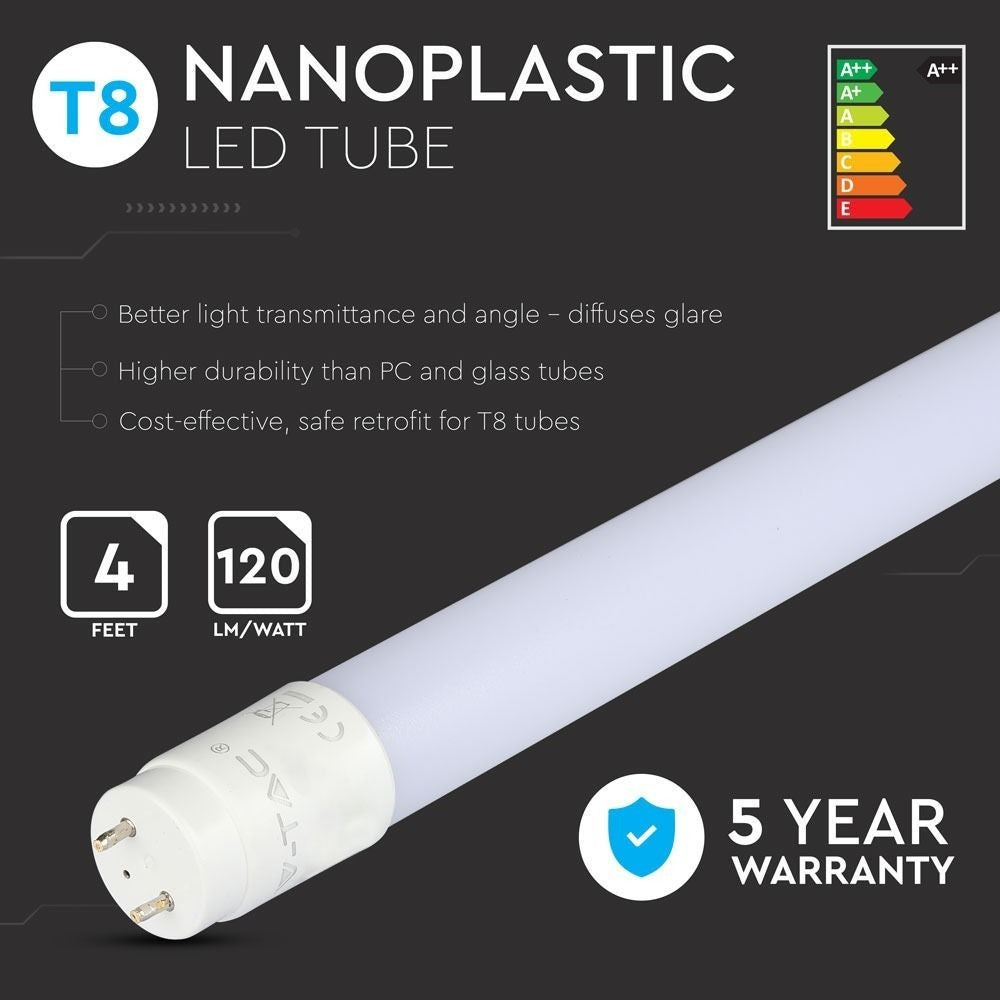 V-Tac T8-Samsung120 Pro - Samsung LED chip, 16,5W LED rør, 120 cm, 1850lm, RA80, 5 års producentgaranti